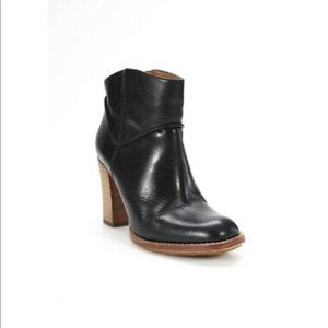 Aerin Womens Slip On Block Heel Rivette Booties Black Leather Size 5 M